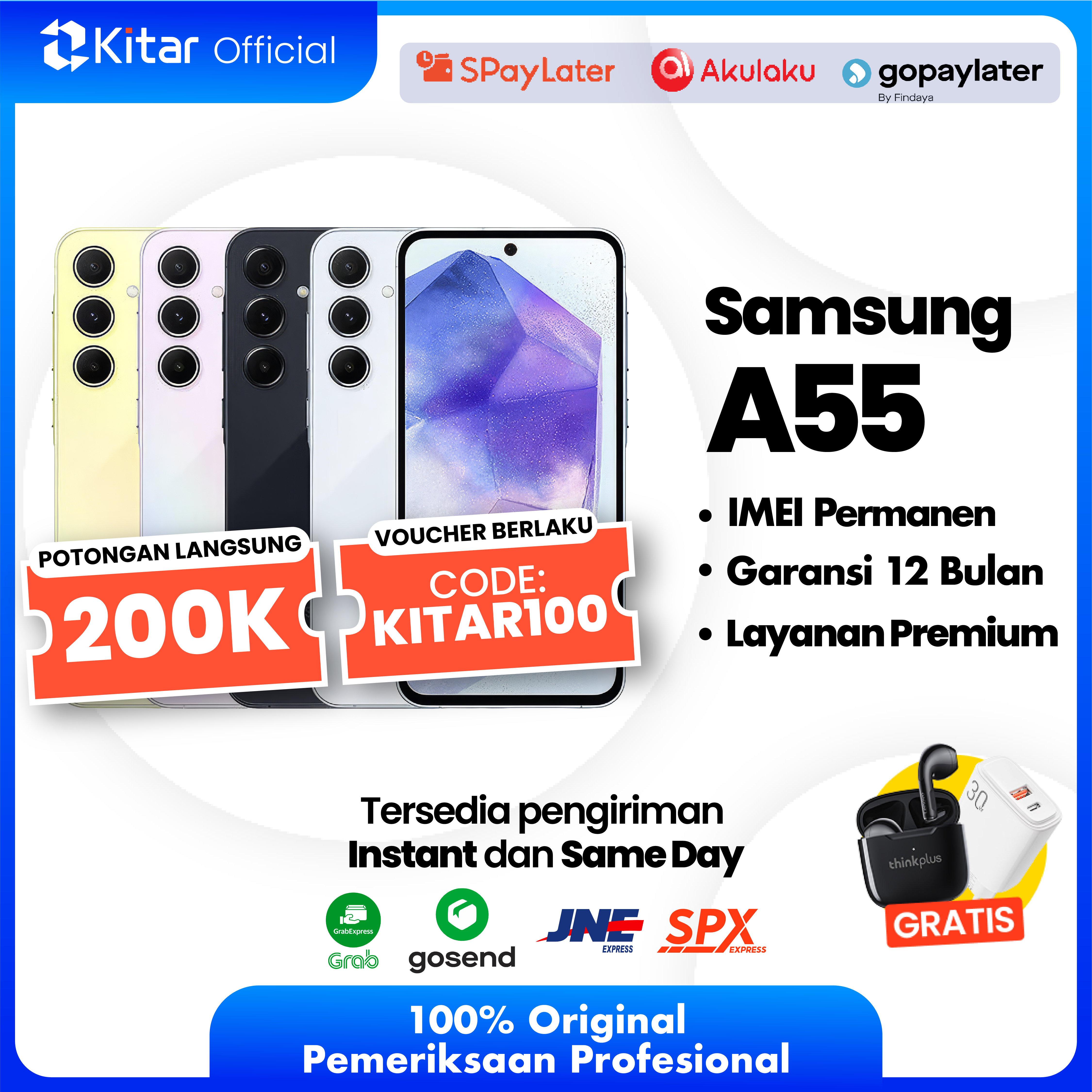 Samsung A55 Second Original Resmi IMEI Permanen + Garansi 1 Tahun Kitar