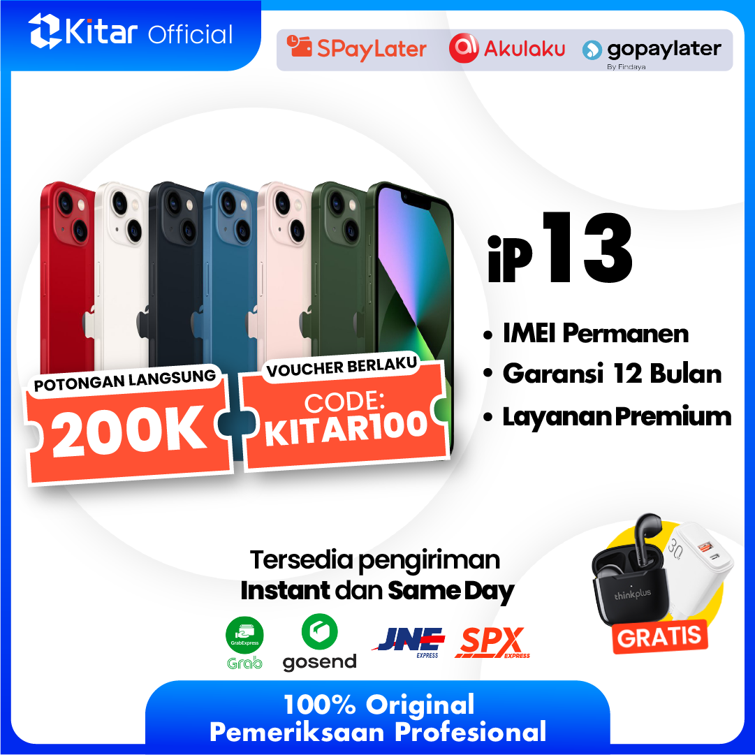 iPhone 13 Second Original Resmi IMEI Permanen + Garansi 1 Tahun Kitar