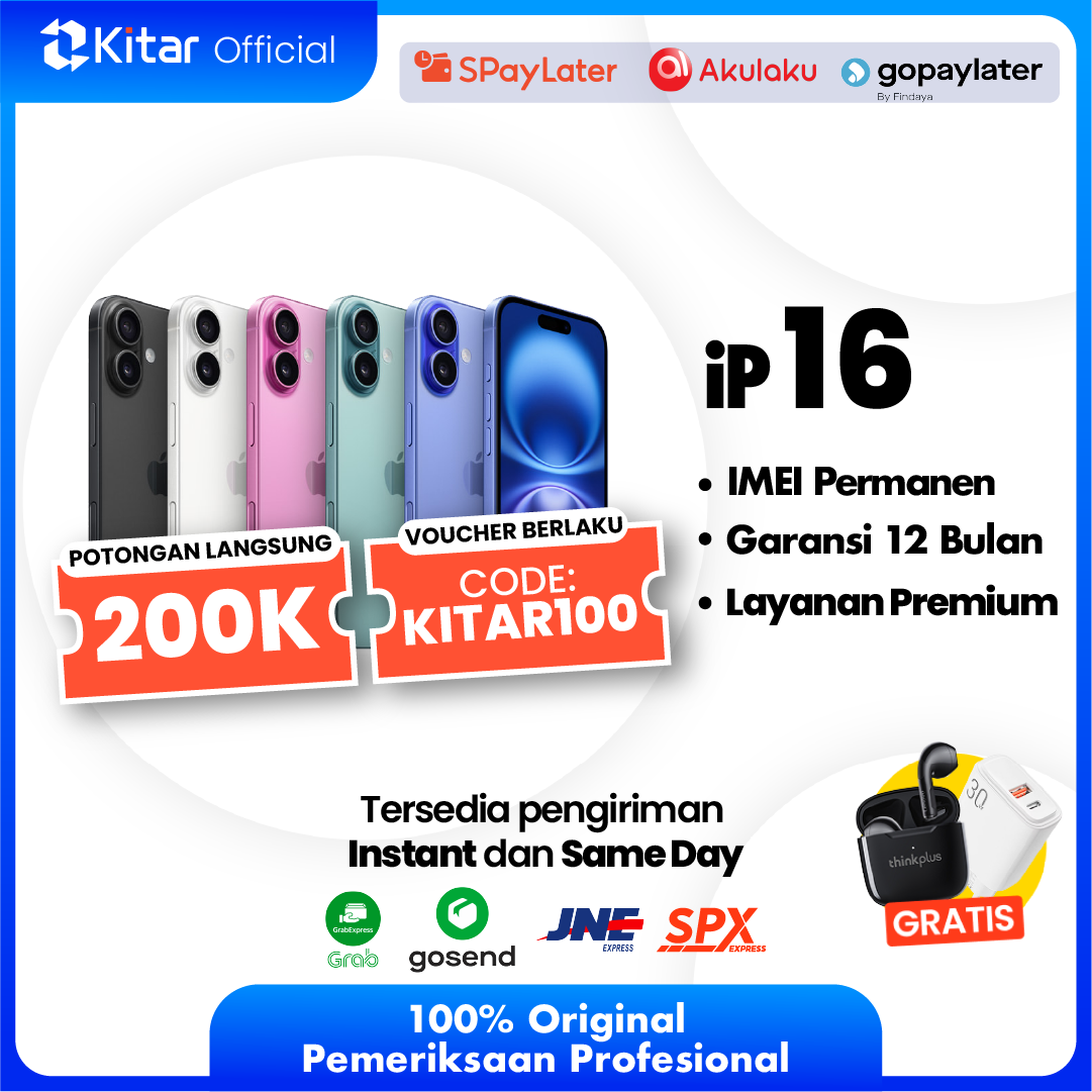 iPhone 16 Second Original Resmi IMEI Permanen + Garansi 1 Tahun