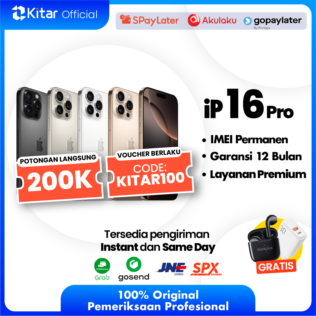 iPhone 16 Pro Second Original Resmi IMEI Permanen + Garansi 1 Tahun Kitar