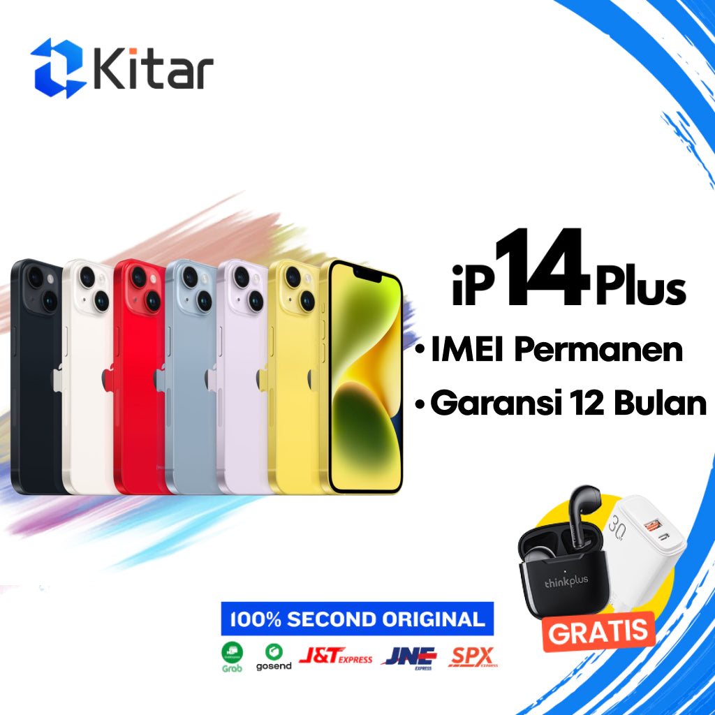 iPhone 14 Plus ex iBox Beacukai IMEI Permanen Garansi 12 Bln 100% Original Second iPhone FULLSET 128GB 256GB 512GB