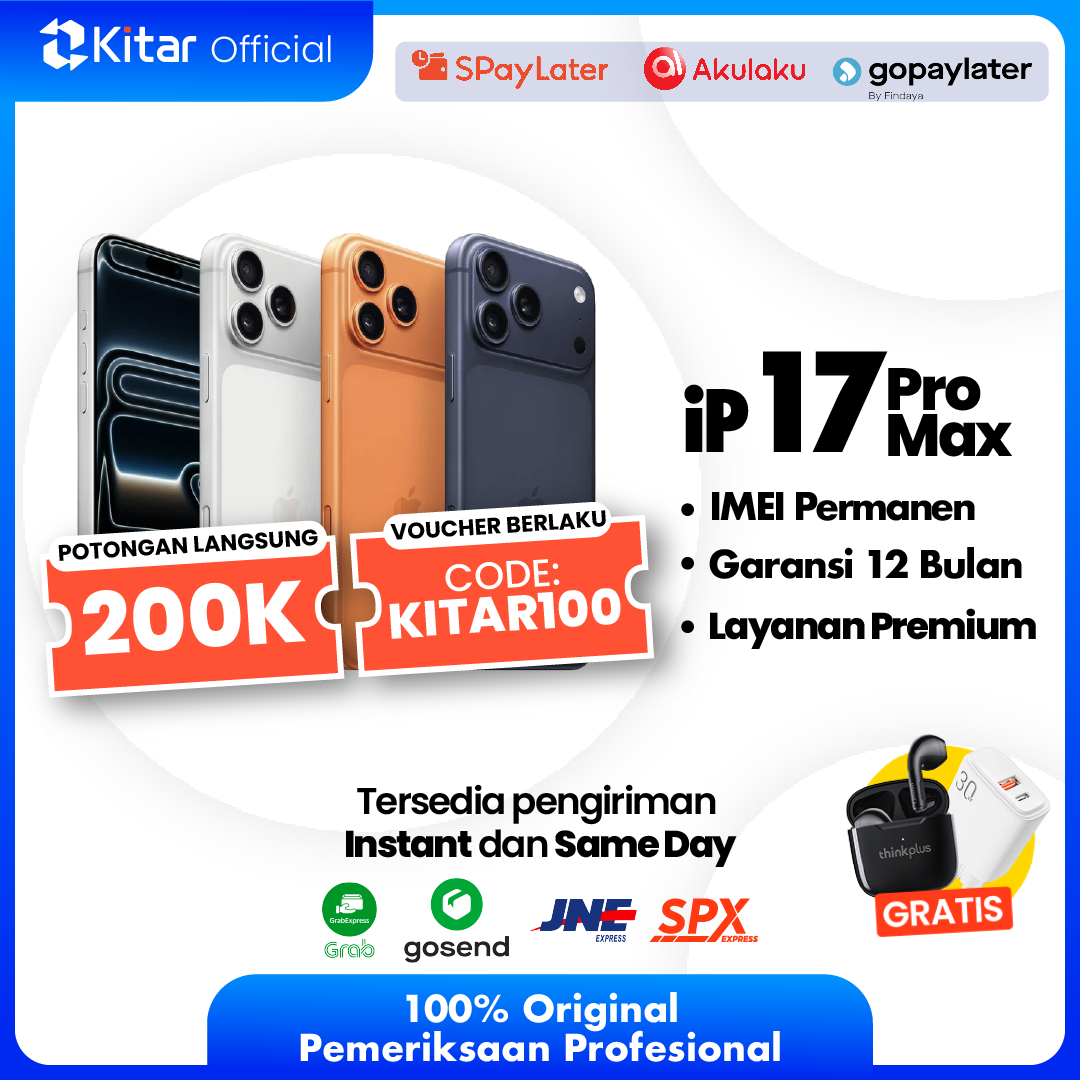 iPhone 17 Pro Max Second Original Resmi IMEI Permanen + Garansi 1 Tahun Kitar