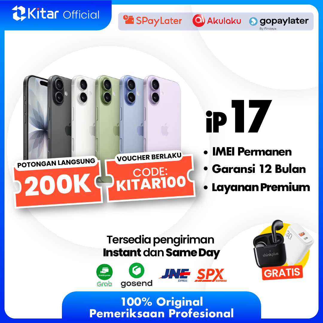 iPhone 17 Second Original Resmi IMEI Permanen + Garansi 1 Tahun Kitar