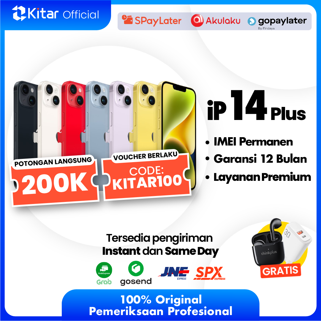iPhone 14 Plus Second Original Resmi IMEI Permanen + Garansi 1 Tahun