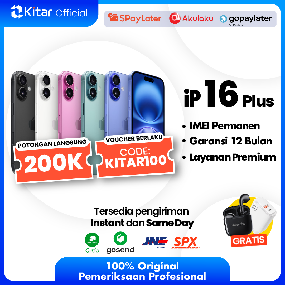 iPhone 16 Plus Second Original Resmi IMEI Permanen + Garansi 1 Tahun