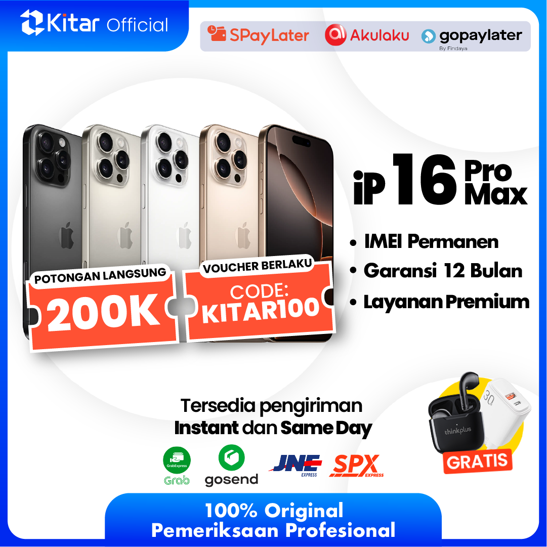 iPhone 16 Pro Max Second Original Resmi IMEI Permanen + Garansi 1 Tahun